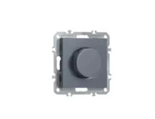 Светорегулятор поворотный Triac LED 100Вт, активная нагрузка 300Вт, цвет сталь, серия A07 Donel