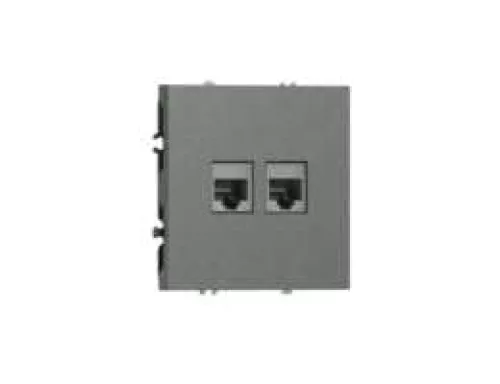 Розетка RJ11 + RJ11, телефонная на 2 выхода, цвет матовый титан, серия S08 Donel