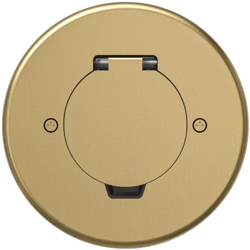 Лючок для электроустановочных изделий стандарта 45х45, установка 1 модуля 45х45мм, IP44, круглый, с круглой крышкой, с универсальным установочным набором, цвет золото