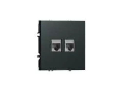 Розетка RJ11 + RJ45 cat.6, комбинированная на 2 выхода (телефон + компьютер), цвет графит черный, серия S08 Donel