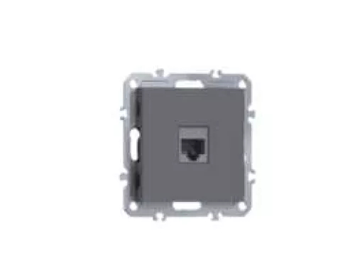 Розетка RJ11, телефонная на 1 выход, цвет матовый серый, серия A07 Donel