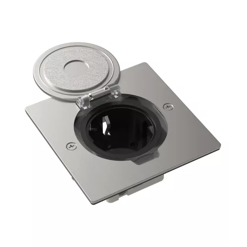 Лючок для электроустановочных изделий стандарта 45х45, установка 1 модуля 45х45мм, IP44, квадратный, с круглой крышкой, БЕЗ установочного набора, цвет никель