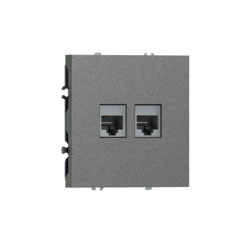 Розетка RJ11 + RJ45 cat.6, комбинированная на 2 выхода (телефон + компьютер), цвет матовый титан, серия S08 Donel