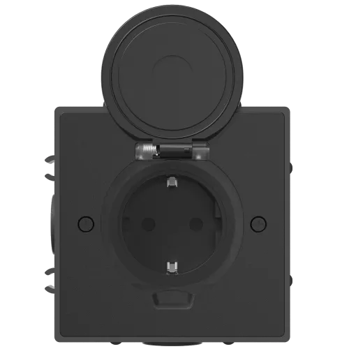 Лючок для электроустановочных изделий стандарта 45х45, установка 1 модуля 45х45мм, IP44, квадратный, с круглой крышкой, БЕЗ установочного набора, цвет антрацит