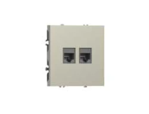 Розетка RJ11 + RJ11, телефонная на 2 выхода, цвет шампань, серия S08 Donel