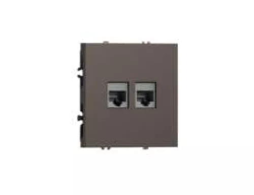 Розетка RJ11 + RJ45 cat.5, комбинированная на 2 выхода (телефон + компьютер), цвет мокко, серия S08 Donel