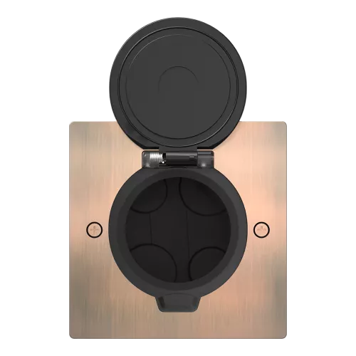 Лючок для электроустановочных изделий стандарта 45х45, установка 1 модуля 45х45мм, IP44, квадратный, с круглой крышкой, БЕЗ установочного набора, цвет красная медь