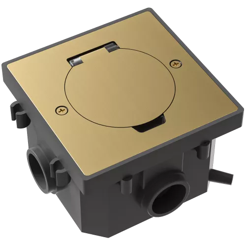 Лючок для электроустановочных изделий стандарта 45х45, установка 1 модуля 45х45мм, IP44, квадратный, с круглой крышкой, БЕЗ установочного набора, цвет зотоло