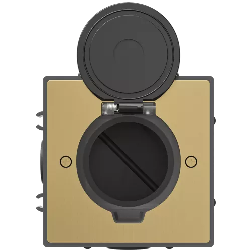 Лючок для электроустановочных изделий стандарта 45х45, установка 1 модуля 45х45мм, IP44, квадратный, с круглой крышкой, БЕЗ установочного набора, цвет зотоло