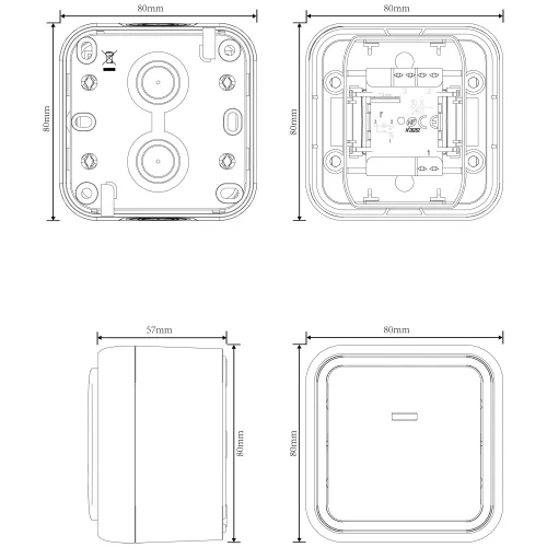 Выключатель 1-клавишный проходной с подсветкой накладной 10A 250В IP55, цвет серый, серия W55 Donel