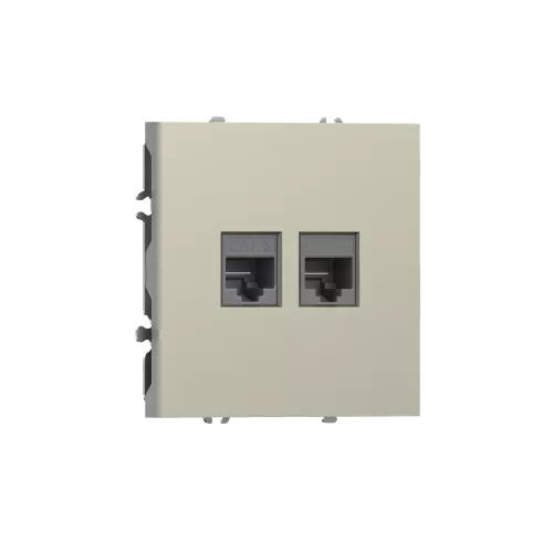Розетка RJ11 + RJ45 cat.5, комбинированная на 2 выхода (телефон + компьютер), цвет шампань, серия S08 Donel