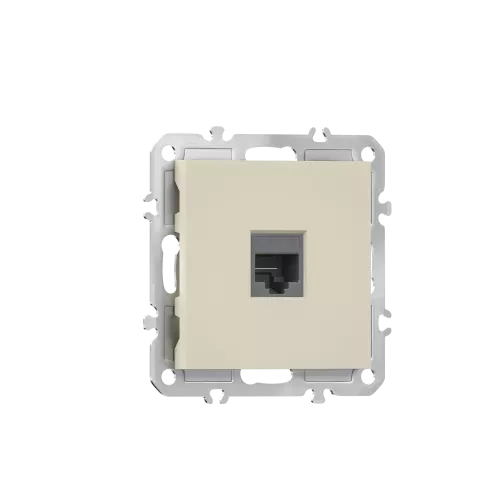 Розетка RJ11, телефонная на 1 выход, цвет матовый кремовый, серия A07 Donel