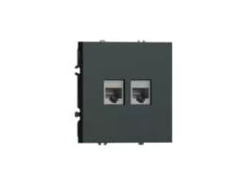 Розетка RJ45 + RJ45 cat.6, компьютерная на 2 выхода, цвет графит черный, серия S08 Donel