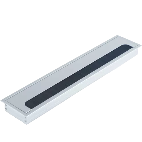 Кабельный вывод для установки в столешницу, размер 400х80 мм, цвет серебро