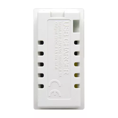 USB-зарядка 2100мA типа A+С, 1 модуль, 22.5х45мм, цвет белый