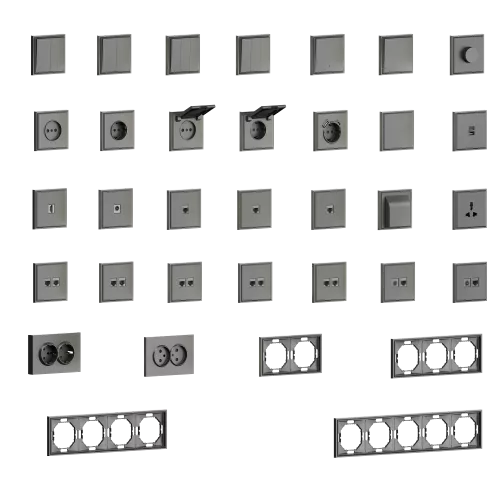 Накладка для розетки Schuko с зарядным устройством USB A+C, со шторками 16A 250В, матовый титан, серия S08