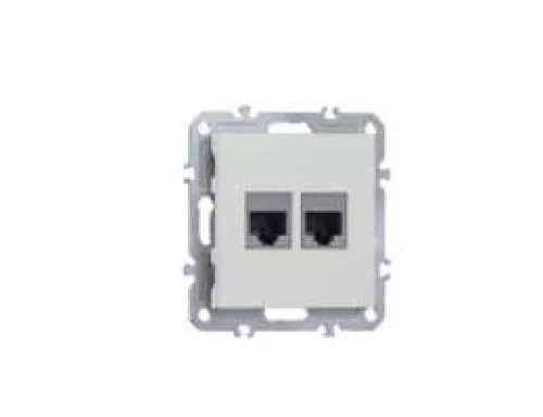 Розетка RJ45 + RJ45 cat.5, компьютерная на 2 выхода, цвет матовый белый, серия A07 Donel