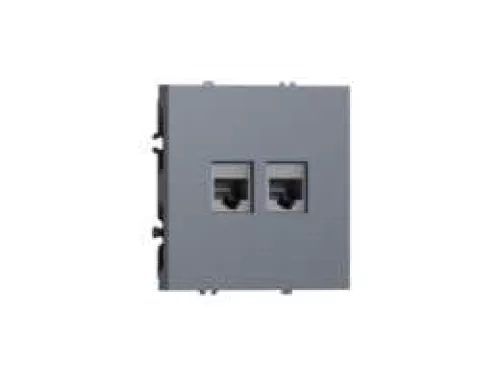 Розетка RJ45 + RJ45 cat.5, компьютерная на 2 выхода, цвет сталь, серия S08 Donel