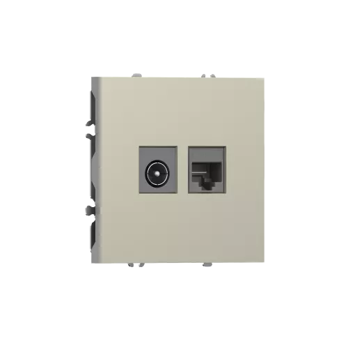 Розетка RJ45 cat.5 + TV 0-2400 МГц, комбинированная на 2 выхода (компьютер + телевизор), цвет шампань, серия S08 Donel
