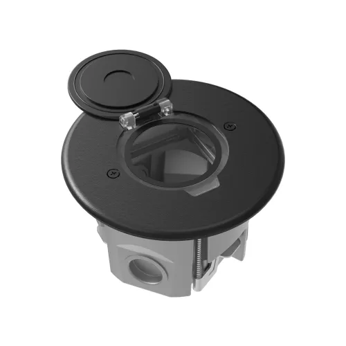 Лючок для электроустановочных изделий стандарта 45х45, установка 1 модуля 45х45мм, IP44, круглый, с круглой крышкой, с универсальным установочным набором, цвет антрацит