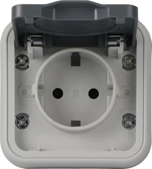 Рамка с крышкой для скрытой установки розетки IP55, цвет серый, серия W55 Donel