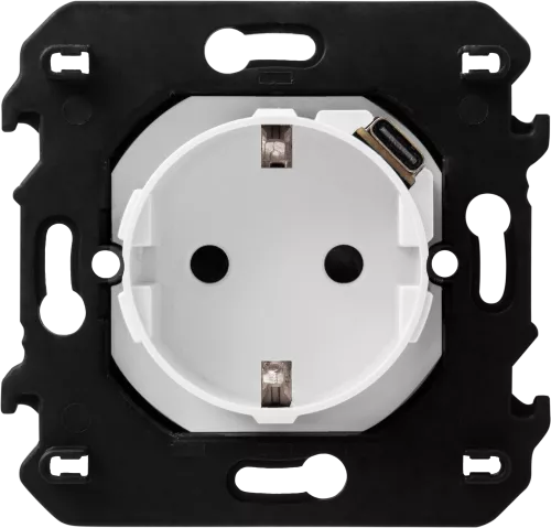 Розетка нем.ст. 2К+З со встр.зарядкой USB C + супп.2м ~250В 16А/=5В 1.5А 2 м. белый